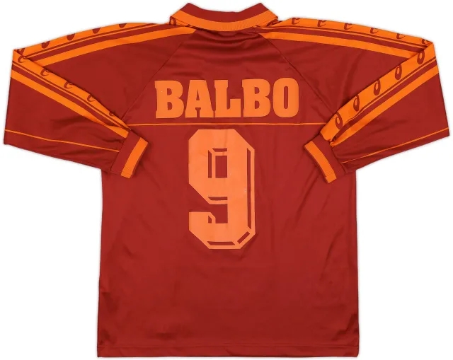 1995-96 Roma Basic Home L/S Shirt Balbo #9 - 8/10 - (S)