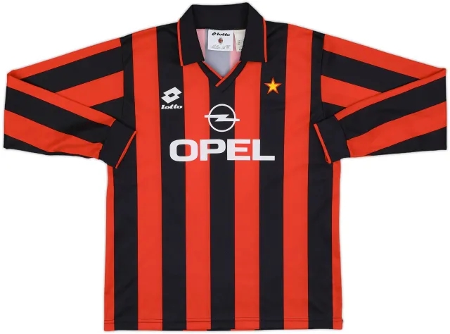 1995-96 AC Milan Basic Home L/S Shirt #9 - 10/10 - (XL.Boys)