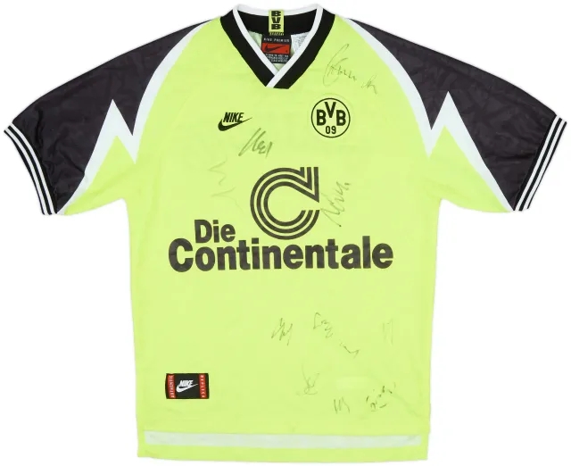 1995-96 Borussia Dortmund Signed Home Shirt - 8/10 - (S)