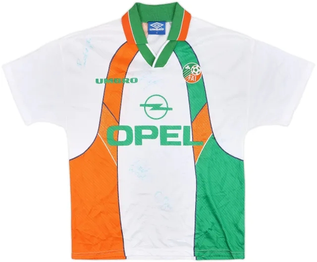 1994-96 Ireland Signed Away Shirt - 8/10 - (M)