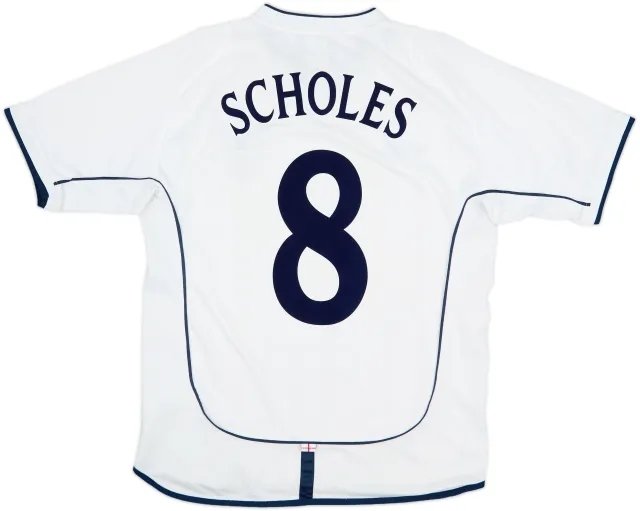 2001-03 England Home Shirt Scholes #8 - 6/10 - (M)