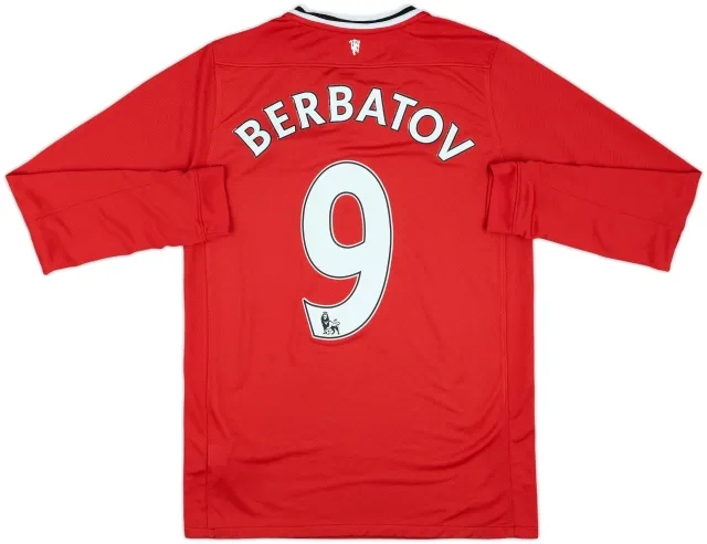 2011-12 Manchester United Home L/S Shirt Berbatov #9 - 7/10 - (XL.Boys)