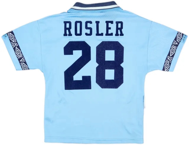 1993-95 Manchester City Signed Home Shirt Rosler #28 - 8/10 - (L.Boys)