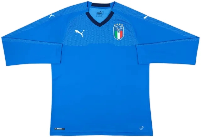 2018-19 Italy Home L/S Shirt - 9/10 - (XL)