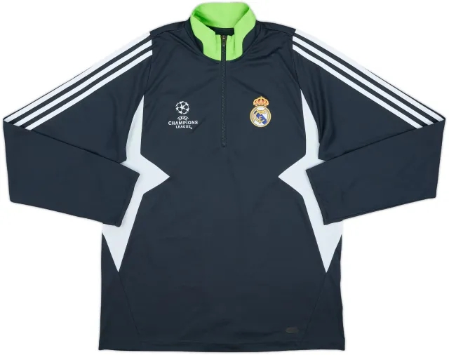 2007-08 Real Madrid adidas CL 1/4 Zip Drill Top - 8/10 - (L)