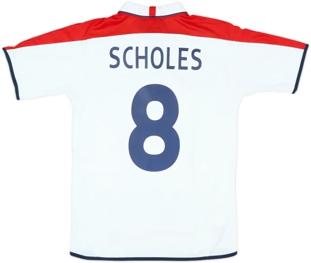 2003-05 England Home Shirt Scholes #8 - 5/10 - (S)