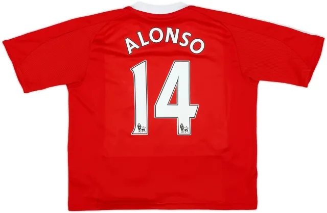 2008-10 Liverpool Home Shirt Alonso #14 - 9/10 - (6-7 Years)