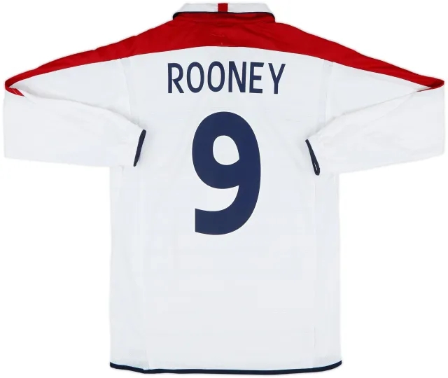 2003-05 England Home L/S Shirt Rooney #9 - 6/10 - (S)