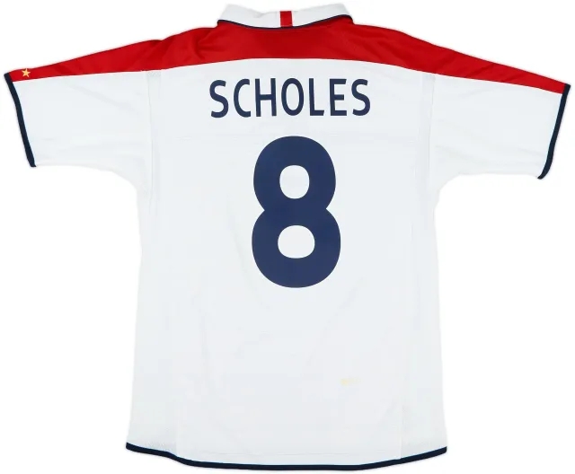 2003-05 England Home Shirt Scholes #8 - 7/10 - (M)