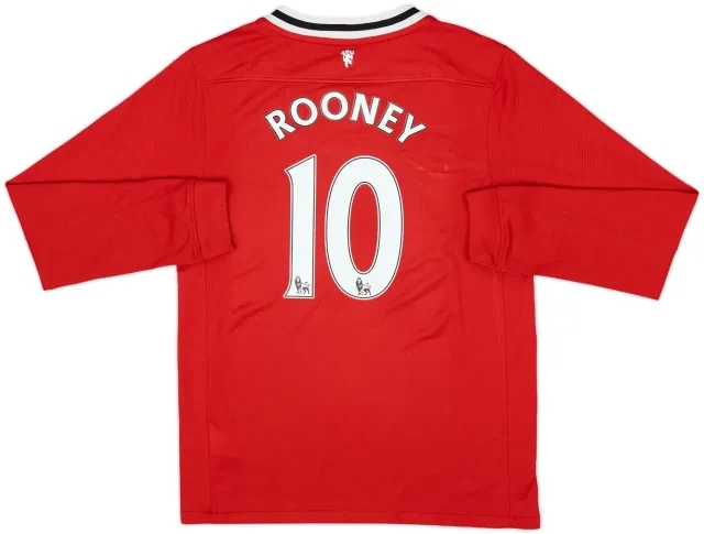 2011-12 Manchester United Home L/S Shirt Rooney #10 - 7/10 - (M.Boys)