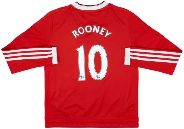 2015-16 Manchester United Home L/S Shirt Rooney #10 - 8/10 - (M.Boys)