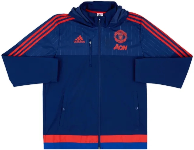 2015-16 Manchester United adidas Hooded Rain Coat - 8/10 - (L)