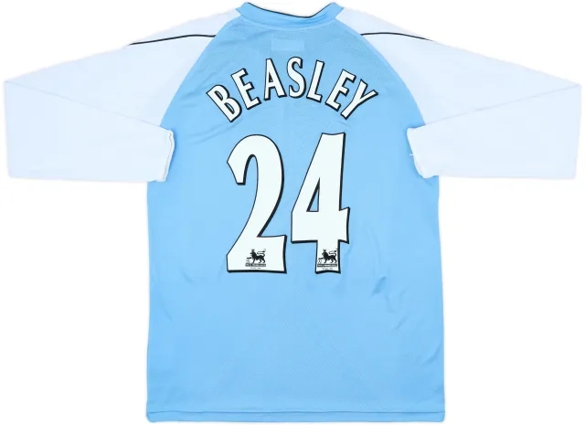 2006-07 Manchester City Home L/S Shirt Beasley #24 - 8/10 - (L)