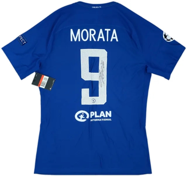 2017-18 Chelsea Player Issue Signed Champions League Home Shirt Morata #9