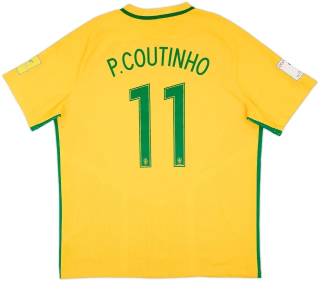 2016-17 Brazil Authentic Home Shirt P.Coutinho #11 (XXL)