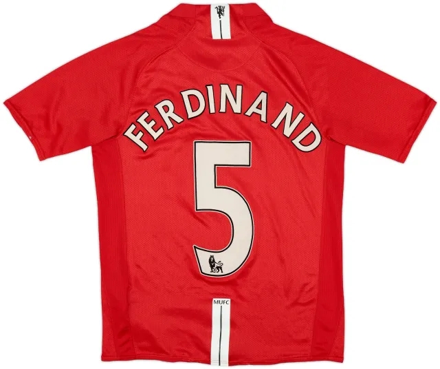 2007-09 Manchester United Home Shirt Ferdinand #5 - 8/10 - (XL.Boys)
