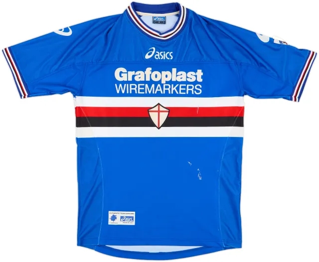 Asics Sampdoria Mens SS Home Shirt 2001/02