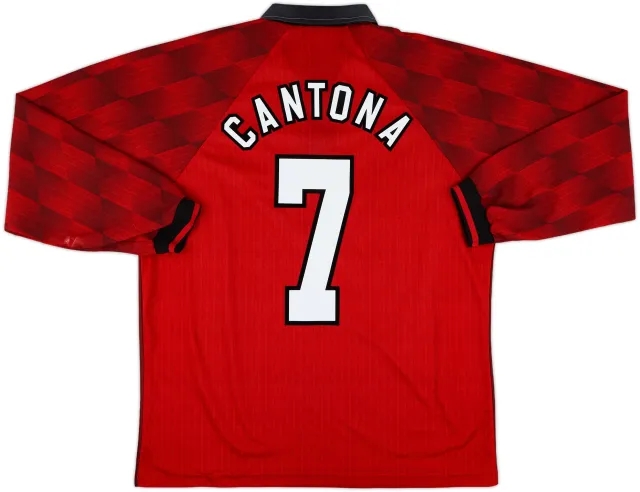 1996-98 Manchester United Home L/S Shirt Cantona #7 - 8/10 - (L)