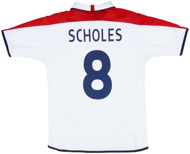 2003-05 England Home Shirt Scholes #8 - 9/10 - (M)