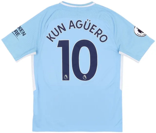 2017-18 Manchester City Home Shirt Kun Aguero #10 - 10/10 - (M)