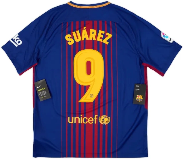 2017-18 Barcelona Home Shirt Suarez #9 (L)