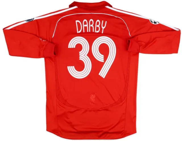 2006-08 Liverpool Match Issue Champions League L/S Home Shirt Darby #39