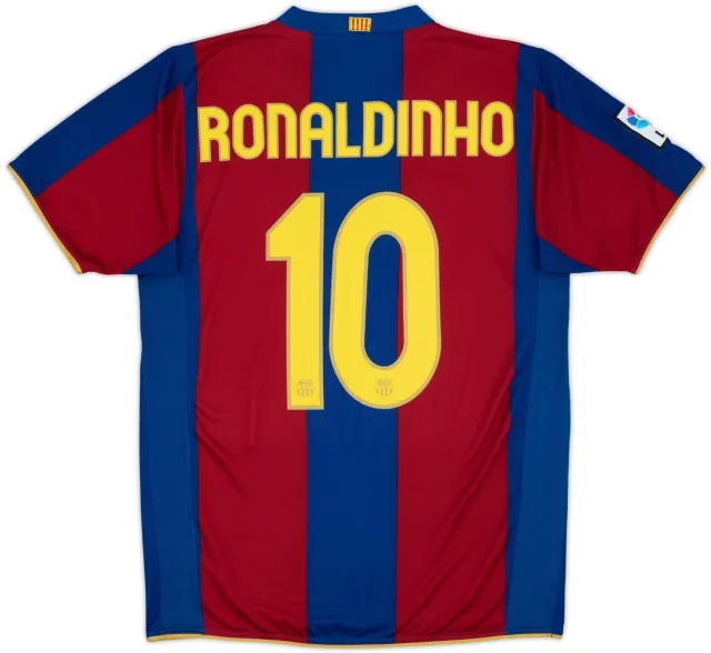 2007-08 Barcelona Home Shirt Ronaldinho #10 - 8/10 - (M)