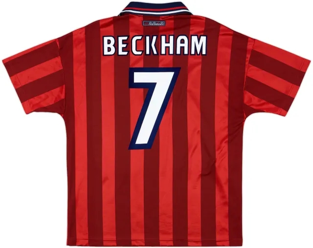 1997-99 England Away Shirt Beckham #7 - 10/10 - (L)