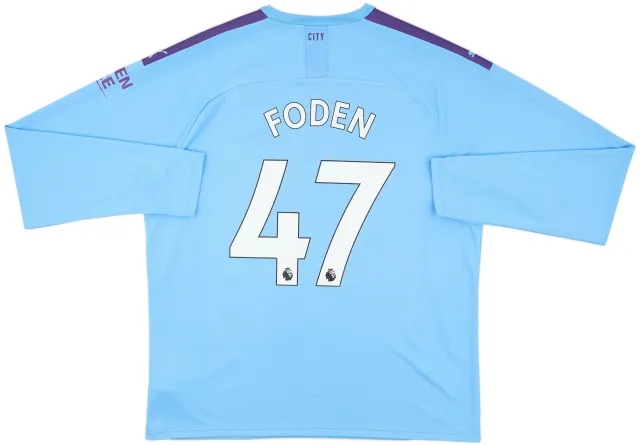 2019-20 Manchester City Home L/S Shirt Foden #47 - 8/10 - (XXL)