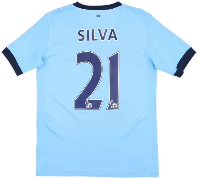 2014-15 Manchester City Home Shirt Silva #21 - 9/10 - (XL.Boys)