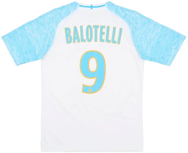 2018-19 Olympique Marseille Home Shirt Balotelli #9 - 8/10 - (S)