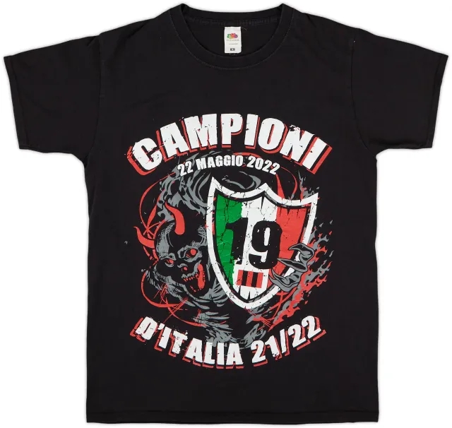 2021-22 AC Milan 'Champions' Cotton Tee - 9/10 - (S)