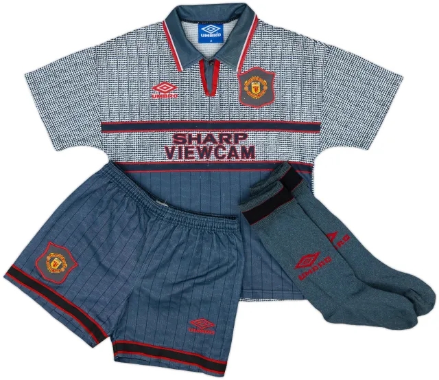 1995-96 Manchester United Away Full Kit - 9/10 - (L.Boys)