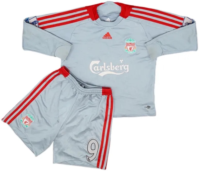 2008-09 Liverpool Away L/S Shirt & Shorts Torres #9 - 6/10 - (S.Boys)