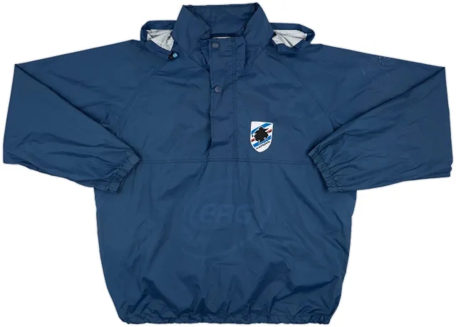 2002-03 Sampdoria Asics 1/4 Zip Hooded Rain Jacket - 5/10 - (XXL)