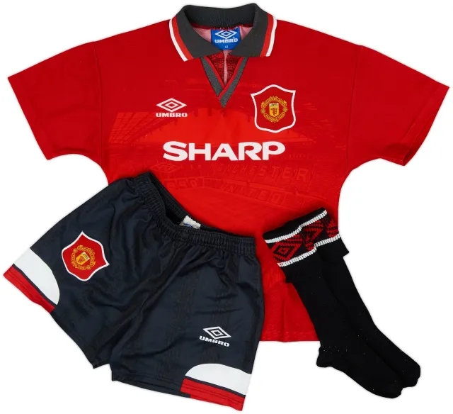 1994-96 Manchester United Home Full Kit - 8/10 - (L.Boys)