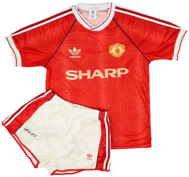 1990-92 Manchester United Home Shirt & Shorts - 6/10 - (S)