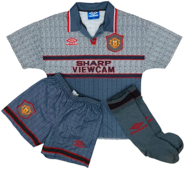 1995-96 Manchester United Away Full Kit - 7/10 - (L.Boys)