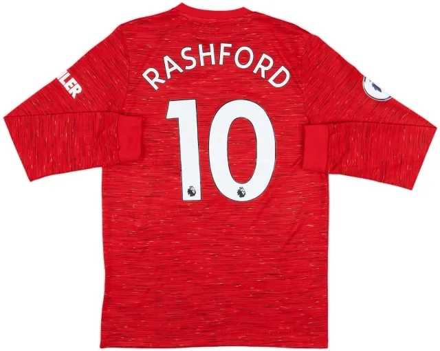 2020-21 Manchester United Home L/S Shirt Rashford #10 - 9/10 - (M)