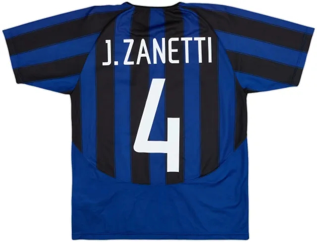 2003-04 Inter Milan Basic Home Shirt J.Zanetti #4 - 8/10 - (XL.Boys)