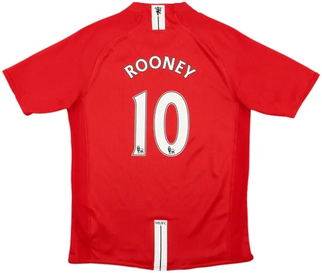 2007-09 Manchester United Home Shirt Rooney #10 - 9/10 - (XL.Boys)