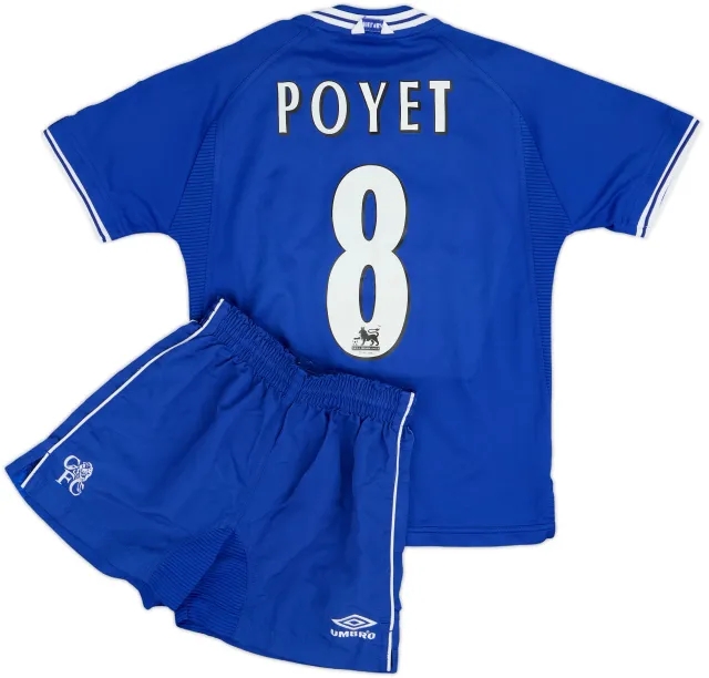 1999-01 Chelsea Home Shirt & Shorts Poyet #8 - 8/10 - (L.Boys)