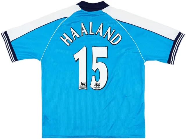 1999-01 Manchester City Home Shirt Haaland #15 - 8/10 - (L)