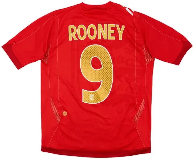 2006-08 England Away Shirt Rooney #9 - 7/10 - (XL.Boys)