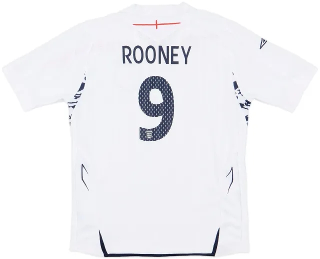 2007-09 England Home Shirt Rooney #9 - 10/10 - (M.Boys)