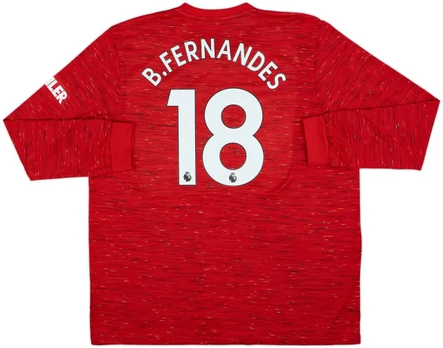2020-21 Manchester United Home L/S Shirt B.Fernandes #18 - 10/10 - (XXL)