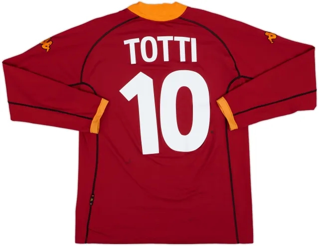 2001-02 Roma Home L/S Shirt Totti #10 - 8/10 - (XL)