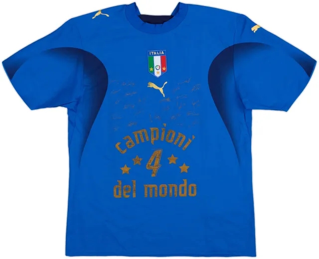 2006 Italy 'Campioni Del Mondo' 'Signed' Home Shirt - 7/10 - (M)