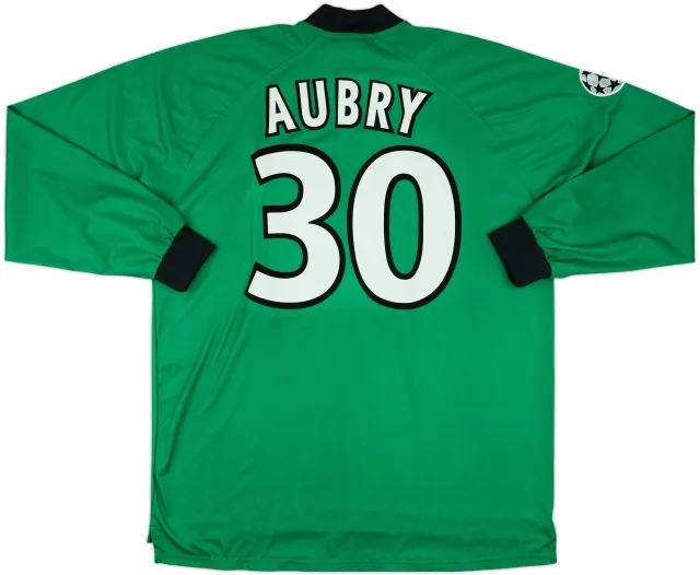 2000-01 Monaco Match Issue Champions League Squad Signed GK Shirt Aubry #30