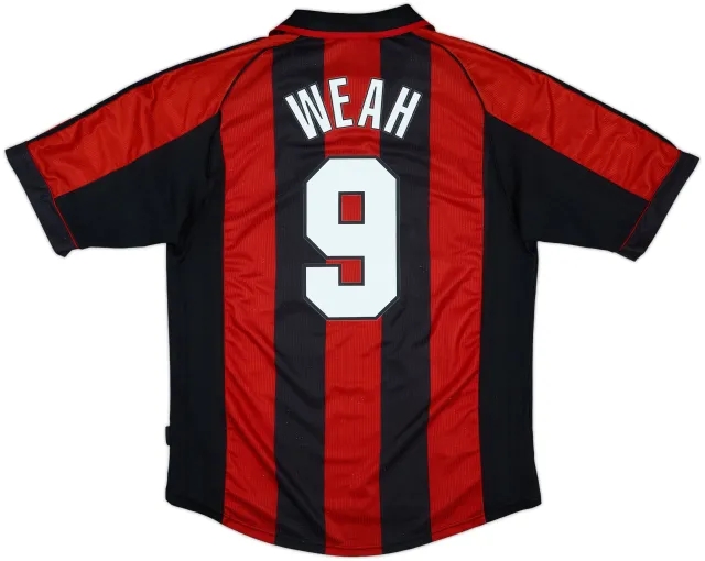 1998-00 AC Milan Home Shirt Weah #9 - 9/10 - (L)